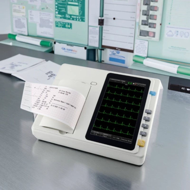 7 Inch LCD Touch Screen Three Channel Portable 12 Lead Electrocardiograph (ECG) Machine