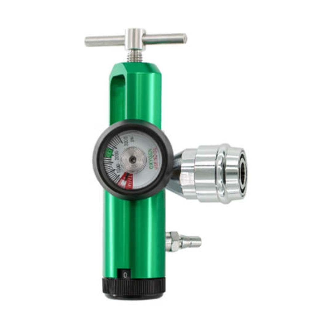Click Style CGA870 Pin Index Yoke Regulator with Schrader Outlet