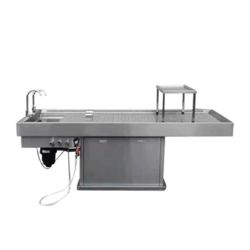 High Quality Stainless Steel Corpse Autopsy Table with Headrest