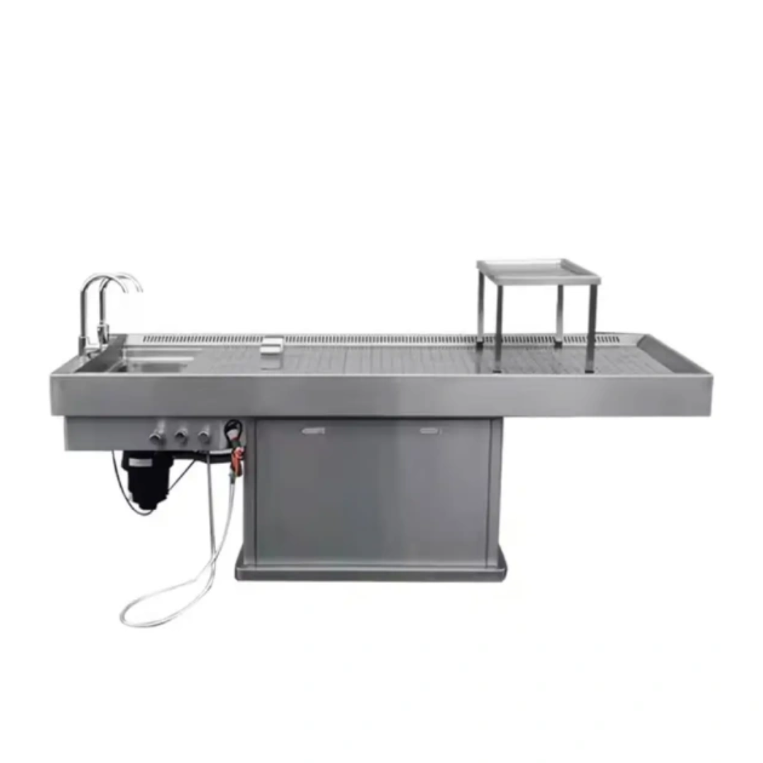 High Quality Stainless Steel Corpse Autopsy Table with Headrest